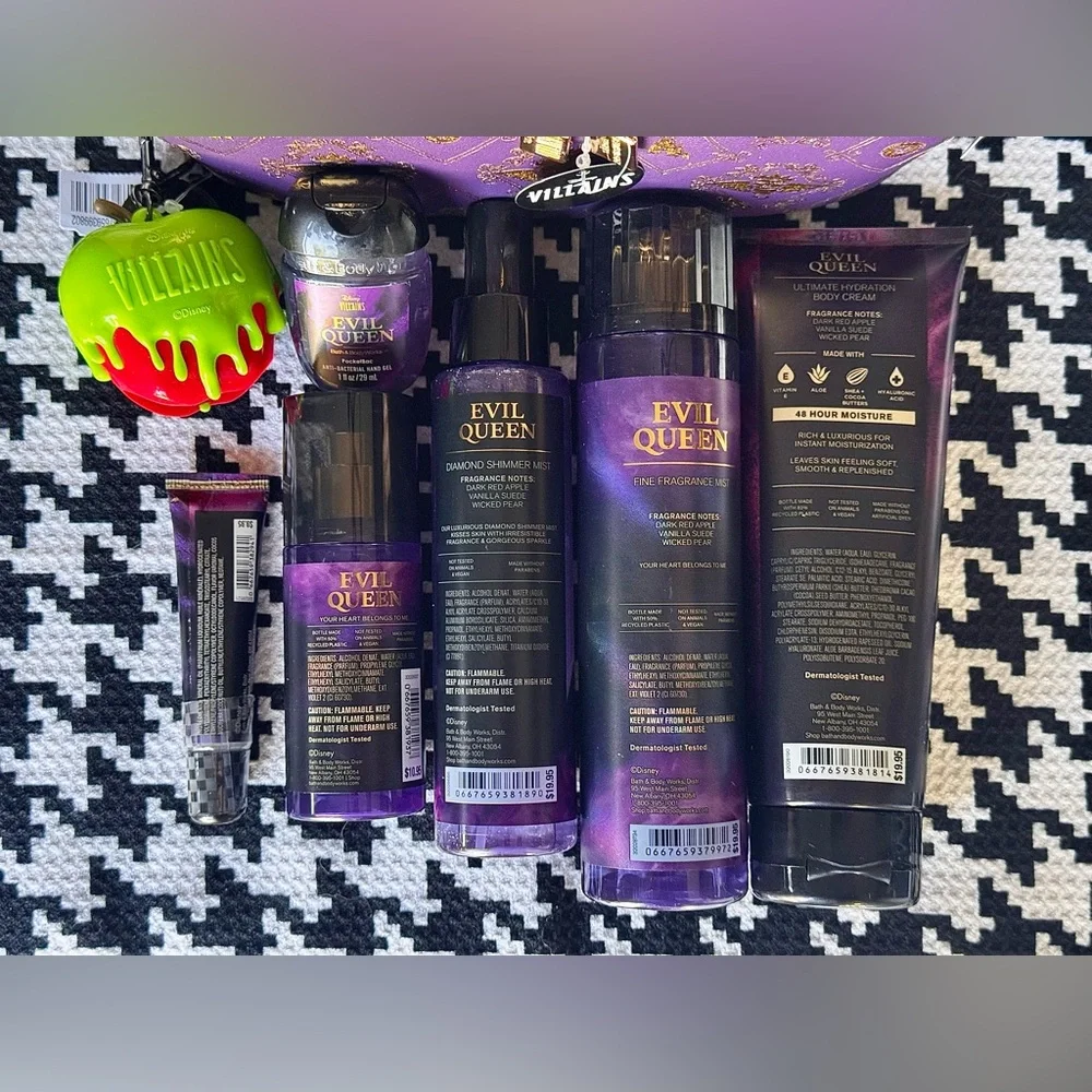 NEW B&BW 8pc Evil Queen Body Care Set & NWT Large  Cosmetic Bag, Disney Villains - Picture 5 of 12